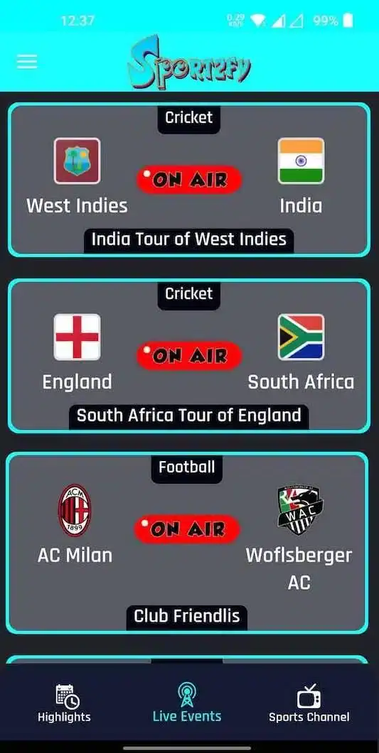 تحميل تطبيق Sportzfy Tv مهكر Apk للاندرويد 2026 أخر إصدار مجانا تحميل تطبيق Sportzfy Tv مهكر Apk للاندرويد 2026 أخر إصدار مجانا