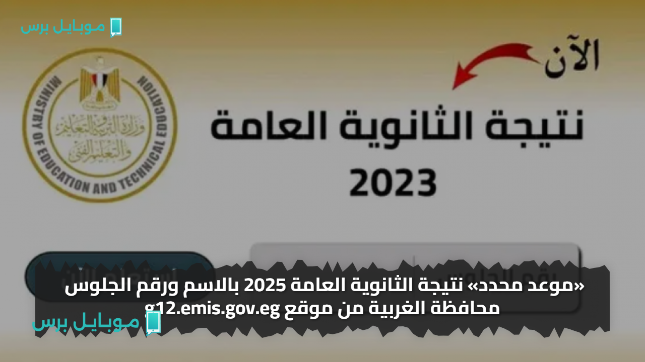 «موعد محدد» نتيجة الثانوية العامة 2025 بالاسم ورقم الجلوس محافظة الغربية من موقع g12.emis.gov.eg