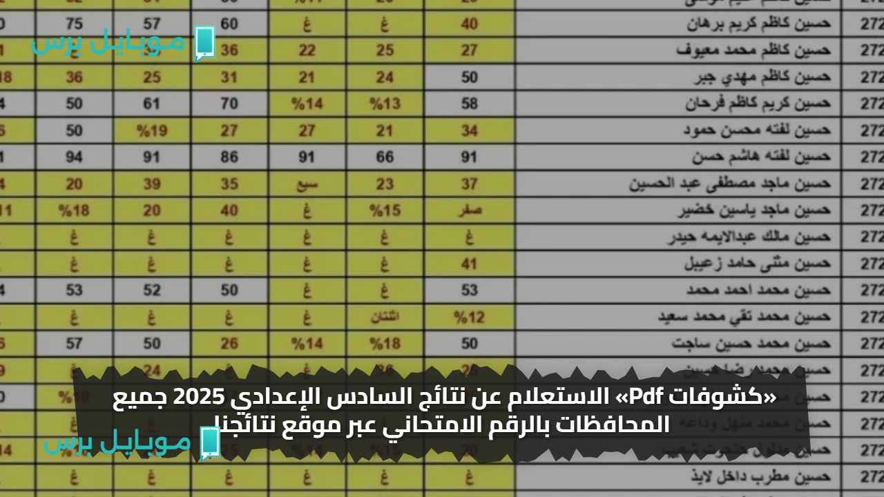 «كشوفات Pdf» الاستعلام عن نتائج السادس الإعدادي 2025 جميع المحافظات بالرقم الامتحاني عبر موقع نتائجنا