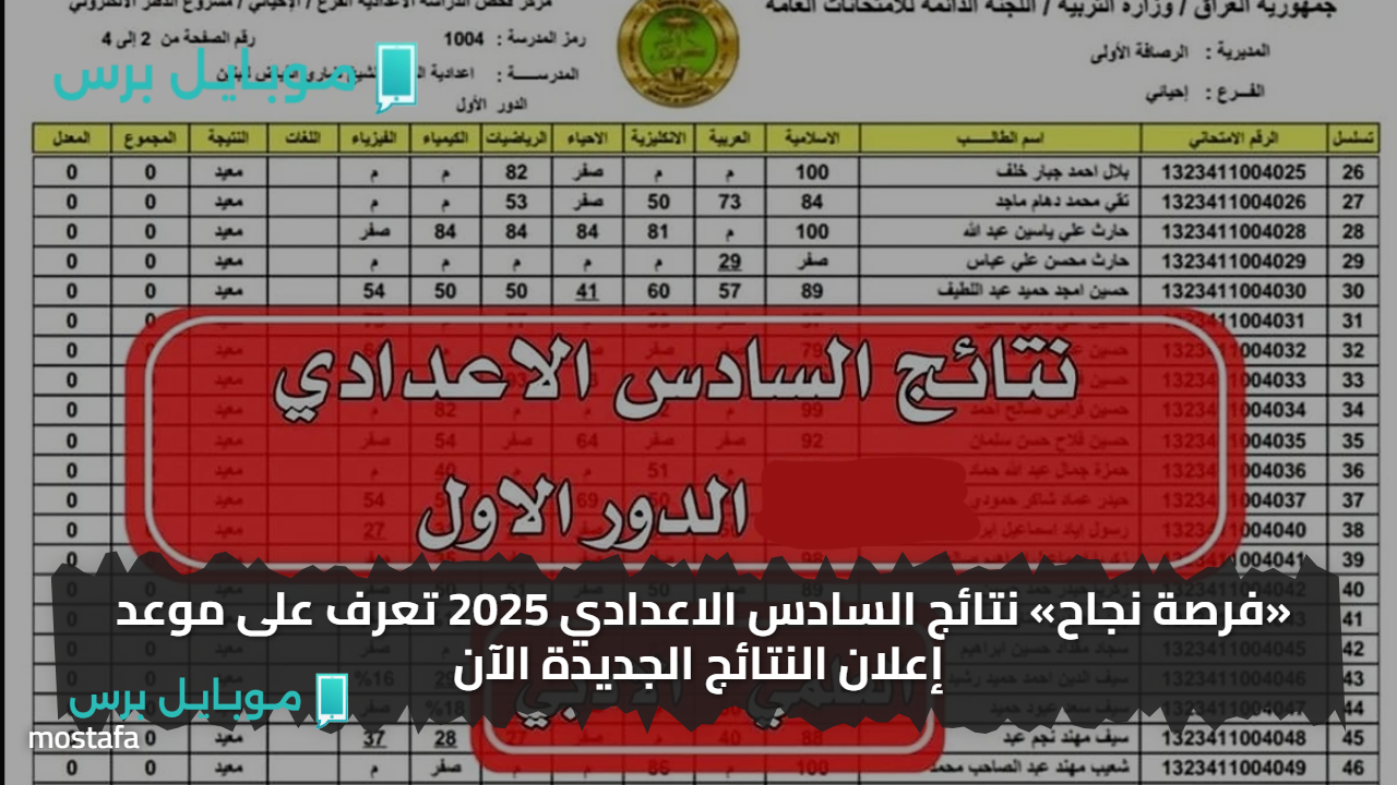 «ظهــرت بالاسم» نتائج السادس الاعدادي 2025 الدور الاول كل المحفافظــات pdf