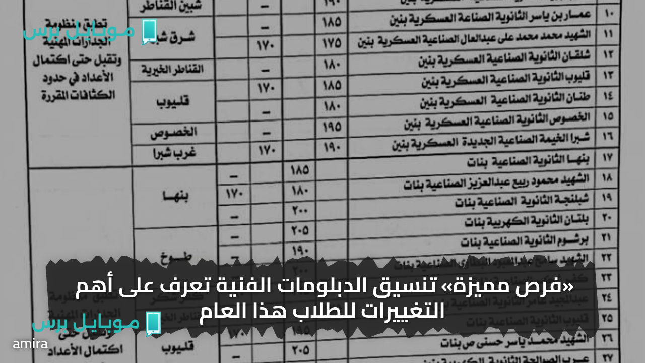 «فرص مميزة» تنسيق الدبلومات الفنية تعرف على أهم التغييرات للطلاب هذا العام