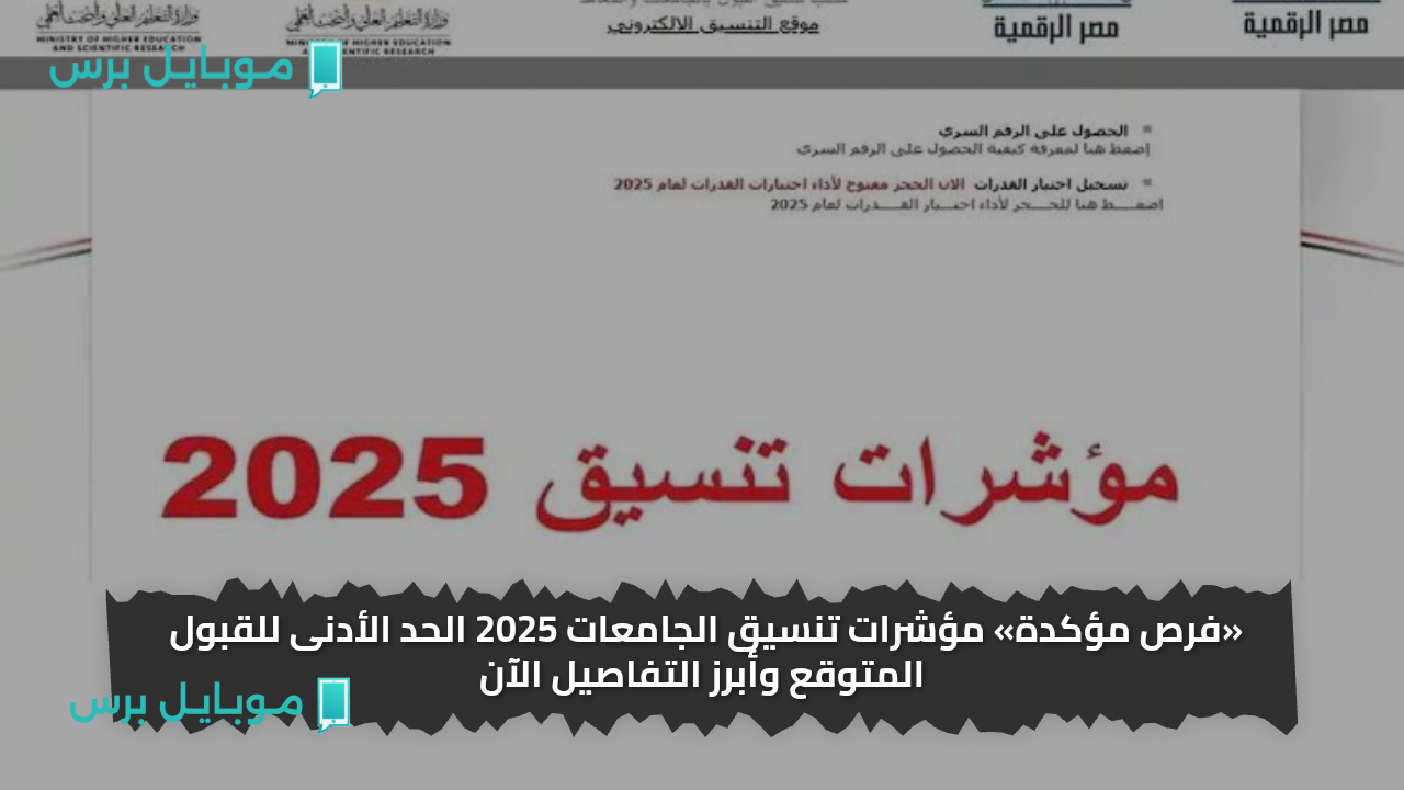 «فرص مؤكدة» مؤشرات تنسيق الجامعات 2025 الحد الأدنى للقبول المتوقع وأبرز التفاصيل الآن
