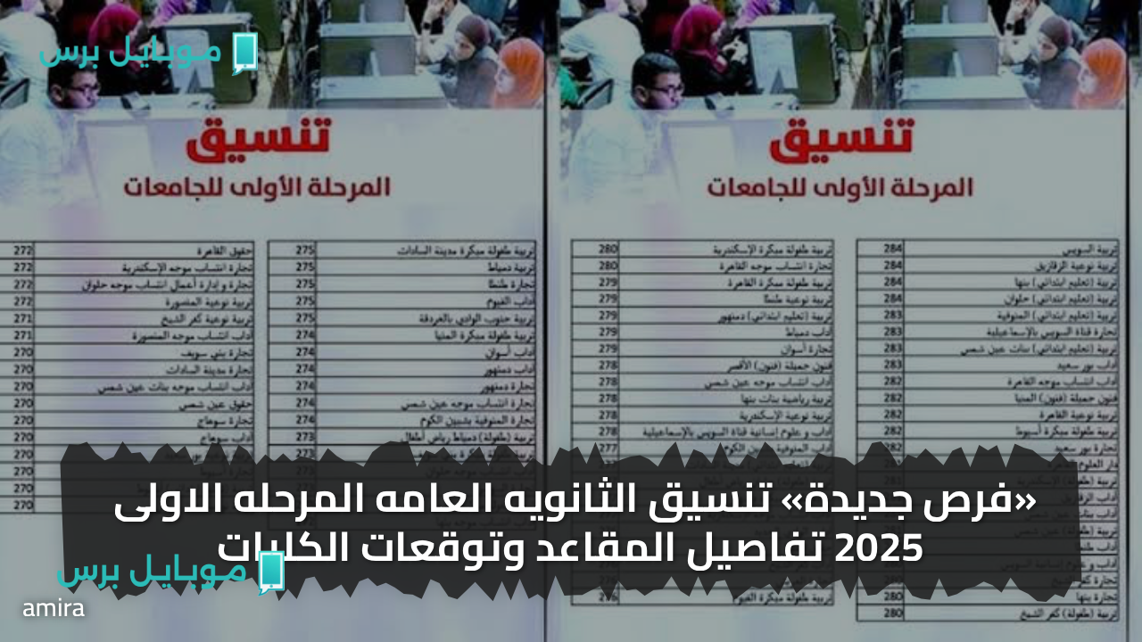 «فرص جديدة» تنسيق الثانويه العامه المرحله الاولى 2025 تفاصيل المقاعد وتوقعات الكليات