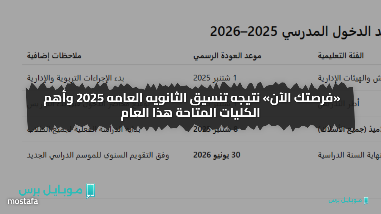 «فرصتك الآن» نتيجه تنسيق الثانويه العامه 2025 وأهم الكليات المتاحة هذا العام