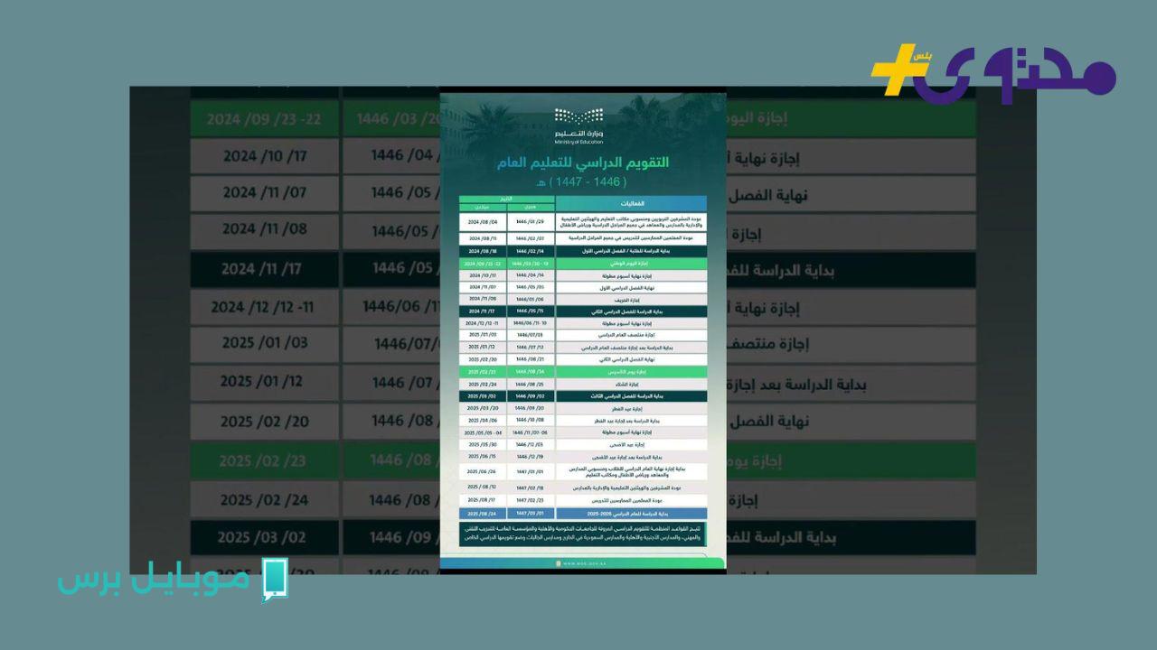 التقويم الدراسي الجديد نزل! تعرف على موعد بدء الدراسة 1447 في السعودية وكل الإجازات المدرسية!