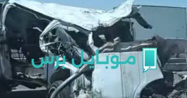 مصرع وإصابة في حادث تصادم ميكروباص بلودر على طريق الشلاتين