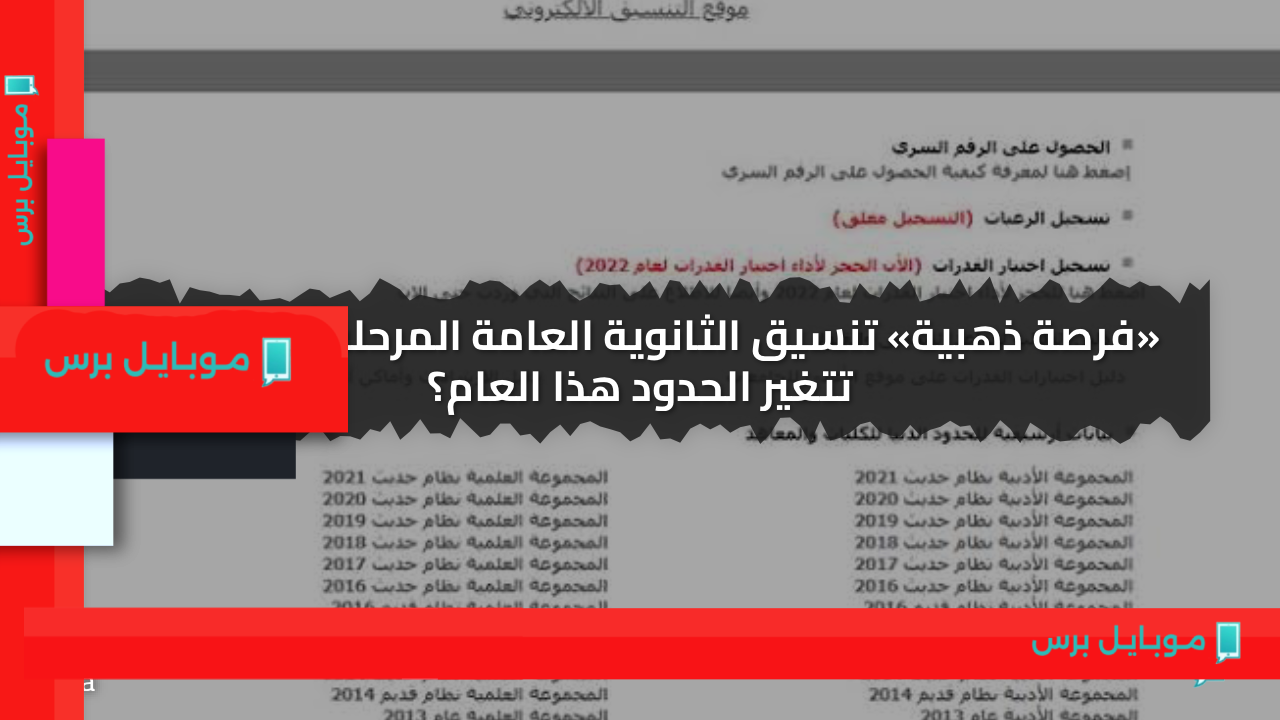«فرصة ذهبية» تنسيق الثانوية العامة المرحلة الثانية هل تتغير الحدود هذا العام؟