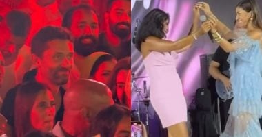 تعاون فني متميز: دينا الشربيني وروبي في عرض مشترك بحضور كريم محمود عبد العزيز وزوجته