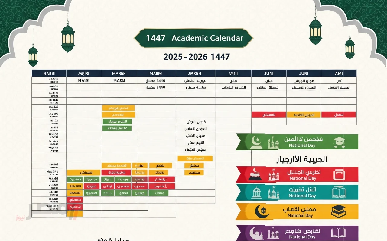كل ما تحتاج معرفته عن التقويم الدراسي 1447: مواعيد الدراسة والإجازات!