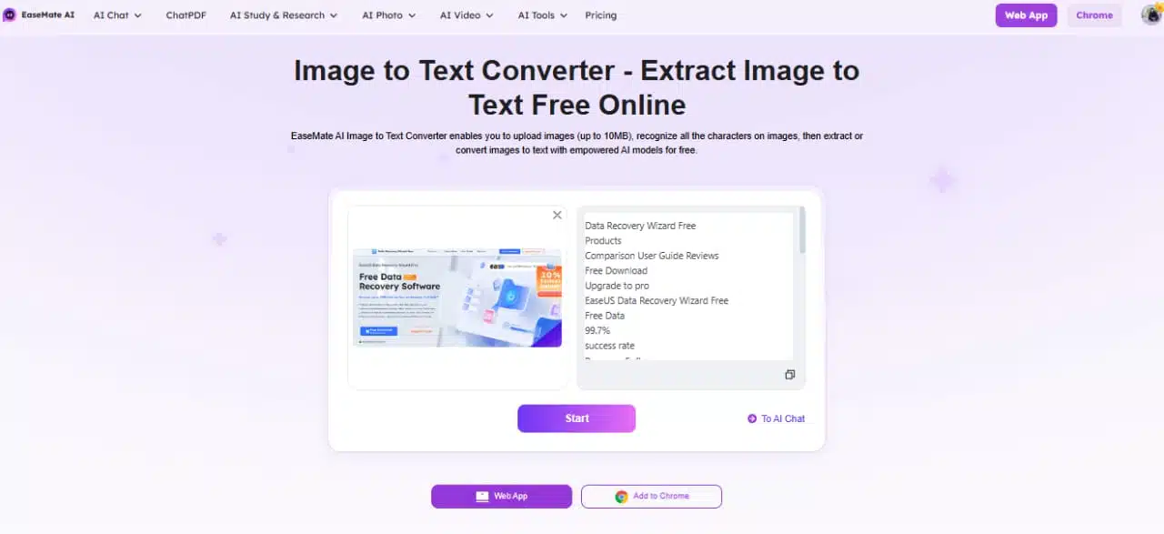 تحويل الصور إلى نص بسهولة في ثلاث نقرات مع EaseMate AI تحويل الصور إلى نص بسهولة في ثلاث نقرات مع EaseMate AI